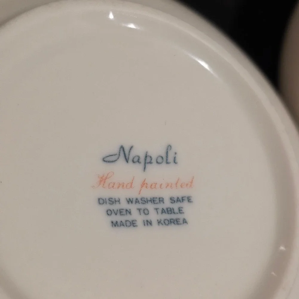 Vintage Set of 4 Napoli Hand-painted Soup Cereal Bowls Stoneware Fruit‎ Basket